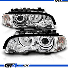 1999-2001 BMW E46 3-Series Coupe Dual LED Halo Projector Chrome Headlights Pair picture