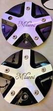 (2) Milanni Gloss Black & Polished Aluminum Wheel Center Caps C457MF-2 CAP 6.25 picture