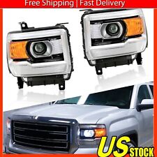 For 2014-15 GMC Sierra 1500 15-19 2500HD 3500HD Black Projector Headlights Pair picture