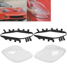 Pair Headlight Headlamp Lens Cover Anti-UV with Gaskets For Corvette C6 2005-13 picture