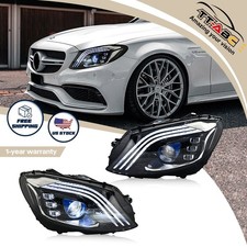 LED Headlights w/Sequential For 2015-2018 Mercedes Benz C-Class Halogen version picture