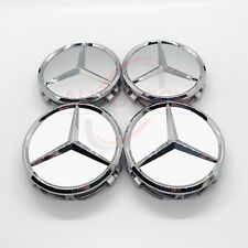 Set of 4 Mercedes-Benz Silver/Chrome Wheel Center Caps - 75MM AMG WREATH picture