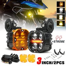2x 200W 20000LM LED Motorcycle Driving Auxiliary Spot Light Fog Lamp White +Wire picture