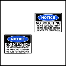 2pk Notice No Soliciting We Vote Democrat Hard Hat Laptop Funny Sticker Decal picture