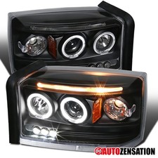 Fit 2005-2007 Dodge Dakota Black LED Halo Projector Headlights Headlamp 05 06 07 picture