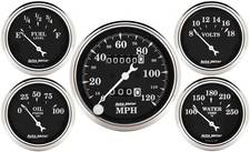 Autometer 1708 Old-Tyme Black Gauge Kit, 5 Pc., 3-1/8