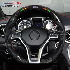LED Carbon Fiber Steering Wheel Fits Mercedes-Benz CLA45 C63 W204 A45 15-18  picture