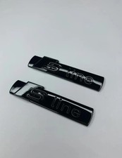 2Pcs Metal S Line Badge Car Decal Emblem Sticker for Audi S line Gloss All Black picture