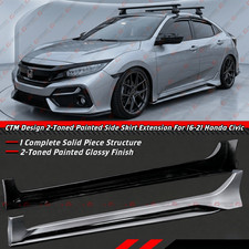 For 16-21 Honda Civic Sedan Hatchback FC FK4 FK7 CTM Silver Side Skirt Extension picture
