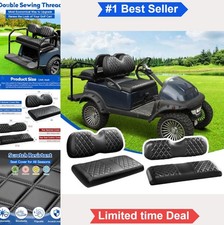 Golf Cart Seat Covers 4 Piece Club Car Precedent Vinyl Black Diamond Stitch picture