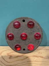 Vintage 1920s PERSONS NO 7 RED Glass Cat Eye Marble Metal 4