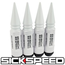 SICKSPEED 4PC WHITE SPIKED ALUMINUM 108MM 3PC LUG NUTS 10X1.25 UTV N33 picture