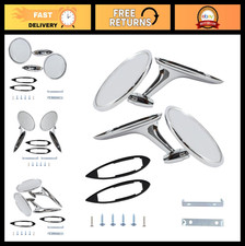 Round Bowtie Outside Rearview Mirrors - Ribbed Base for 1963-1965 Classic Cars picture
