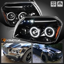 Jet Black Fits 2005-2007 Dodge Magnum LED Halo Projector Headlights Lamps 05-07 picture