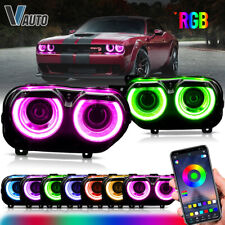 VLAND RGB LED Headlights Sequential For 15-22 Dodge Challenger APP Control Color picture