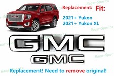 2PCS Set Front Rear Black White GMC Emblems Badges Fit For 2021+ Yukon Yukon XL picture