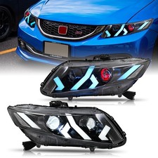 2PCS Red Devil Eye LED Headlight For Honda Civic 2012-2015 Head Lamps Assembly picture