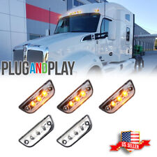 5pc Clear Lens Chrome Amber LED Roof Clearance Marker Lights For Kenworth T680.. picture