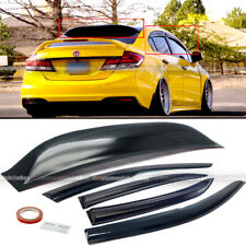 Fit 12-15 Civic 4DR Sedan Mugen Style Wavy Window & Rear Roof Visor Wing Spoiler picture