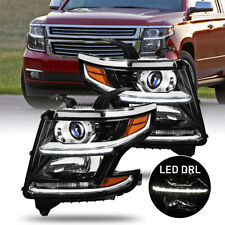 FOR 15-20 CHEVY LED TAHOE SUBURBAN BLACK/AMBER CORNER DRL PROJECTOR HEADLIGHT picture