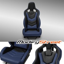 1PC EVO-Series Reclinable PVC Racing Seats Car Seat Black-Blue w/Sliders picture