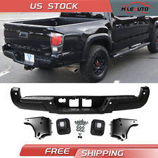 Powder-Coated Black Rear Step Bumper w/Sensor Holes For 2016-2023 Toyota Tacoma picture