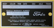 1965 Ford Mustang Falcon Fairlane Car Truck Door Tag Data Plate **EMBOSSED w/ #s picture