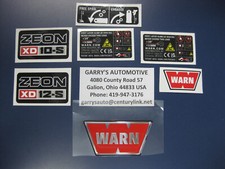 WARN 109729 Winch Replacement Decal Label Kit Set Sticker Zeon XD10-S XD12-S picture