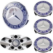 4PCS Fits Mercedes Benz Wheel Center Caps Emblem Blue Rim Hub Cover Badges 75mm✅ picture