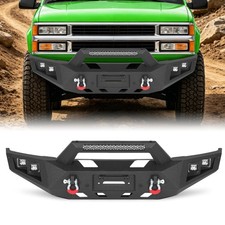 Front Bumper For 1992–1999 Chevy GMC C1500 K1500 W/Winch Plate+LED Lights+D-ring picture
