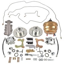 Front Power Disc Brake Conversion Drilled Rotors Lines Set For 1955-1957 Bel Air picture