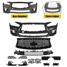 5/13PC Front Bumper Grille Set For 2018-2024 Infiniti Q50 Sport W or W/O Sensor picture