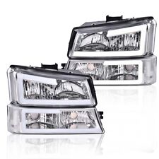 For 03-07 Chevy Silverado Avalanche LED DRL Headlights Bumper Lamps Chrome/Clear picture