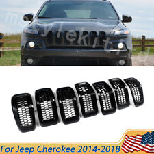 Front Bumper Honeycomb Grille Insert Gloss Black For 2014-2018 Jeep Cherokee picture