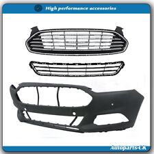 Bumper Cover & Front Grille For 2013-2016 Ford Fusion Upper Lower Primered picture