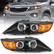 For 2011 2012 2013 Kia Sorento Halogen Black Amber L+R Pairs Headlight assembly picture