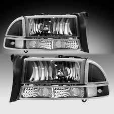 For 1997-2004 Dodge Dakota 1998-2003 Dodge Durango Black Housing Headlight Pair picture