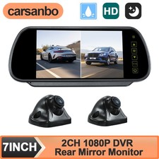 7 Inch Rearview Mirror Monitor + 2xCamera Kit w/15M Cable 2CH Input Clip-on Type picture