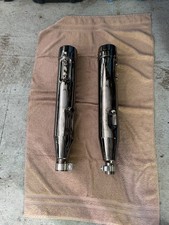 OEM CVO 4.5” Mufflers Harley 17-2026 M8 Touring Scorched Chrome Slip-On Exhaust picture