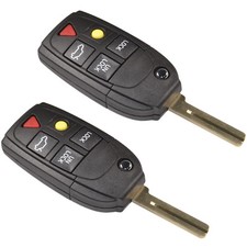 2-Pack HQRP Folding Key Remote Case for Volvo V70 S60 S80 XC70 XC90 2004-2014 picture