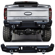 For 2017-2023 Ford F250 F350 Steel Rear Bumper with D-rings and LED Lights picture