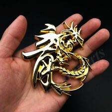 3D Big Metal Golden Chinese Dragon Character Car Emblem Badge Sticker Decal picture