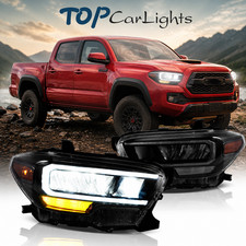 VLAND Pair Amber LED Headlights For 2016-2023 Toyota Tacoma W/Sequential Signal picture