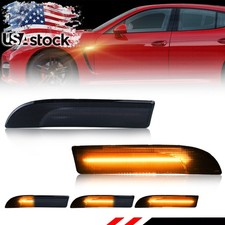 Smoked Dynamic Amber LED Front Side Marker Lights For 09-16 Porsche Panamera 970 picture