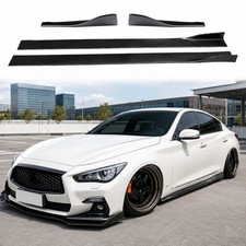Fits 14-17 18-22 INFINITI Q50 Side Skirts + Rear Side Splitter Lip Carbon Style picture