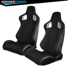 Reclinable Pair Racing Seats + Dual Sliders Suede w/White Stitch picture