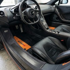 Black Floor Mats For McLaren 650S Tailored With Orange Leather Carpets picture