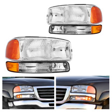 Headlights Assembly For 1999-2006 GMC Sierra 1500 / 2500 / 3500 Chrome Amber Set picture