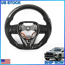 For 2018-23 Toyota Camry Rav4 Corolla W/ Button Real Carbon Fiber Steering Wheel picture