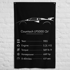 Countach LP5000 QV 1985 Car Silhouette Flag 3x5 ft Garage Banner Wall Decor picture